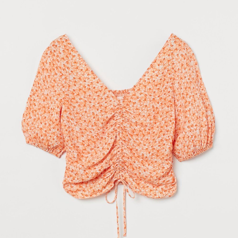 NWOT H&M XS Floral Draped Blouse
